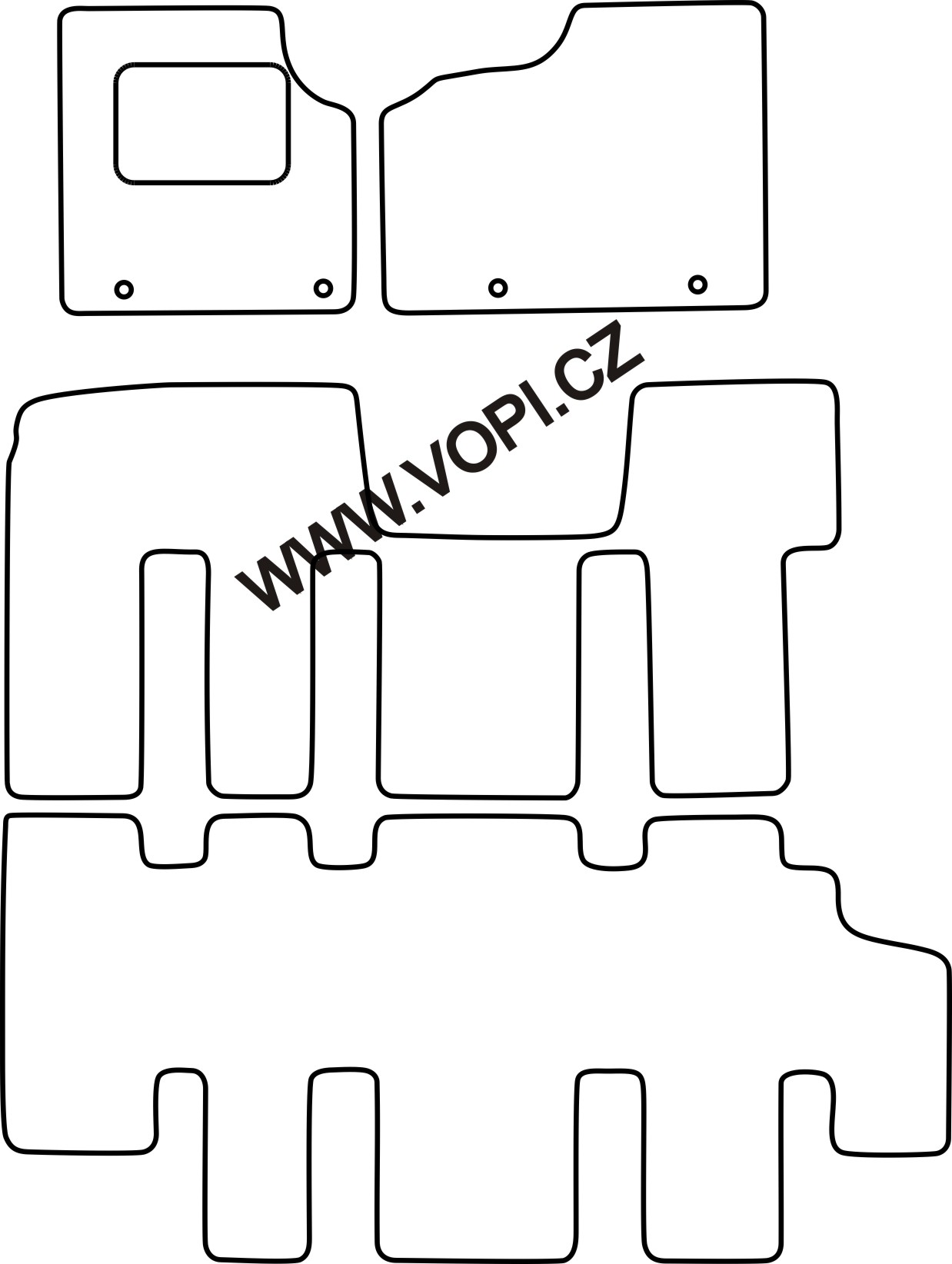 Autokoberce Opel Vivaro 8 míst orig.2014- /1x boční dveře,topení v 2 řadě/ Perfectfit (3481)